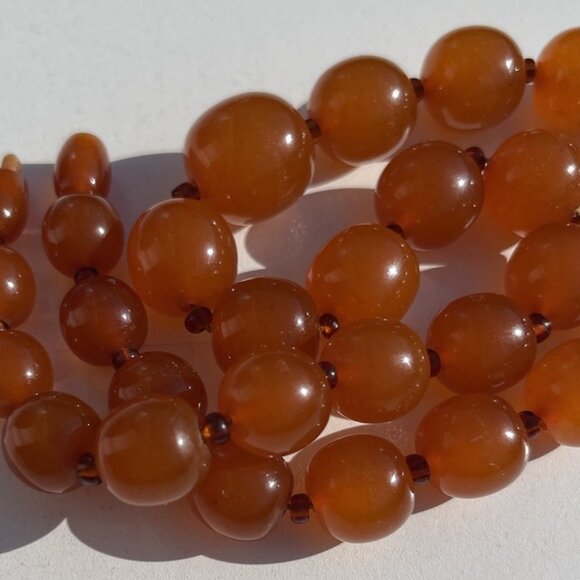 Antique Genuine Baltic Amber Egg Yolk Butterscotch Caramel Necklace Barrel Clasp - Picture 8 of 15